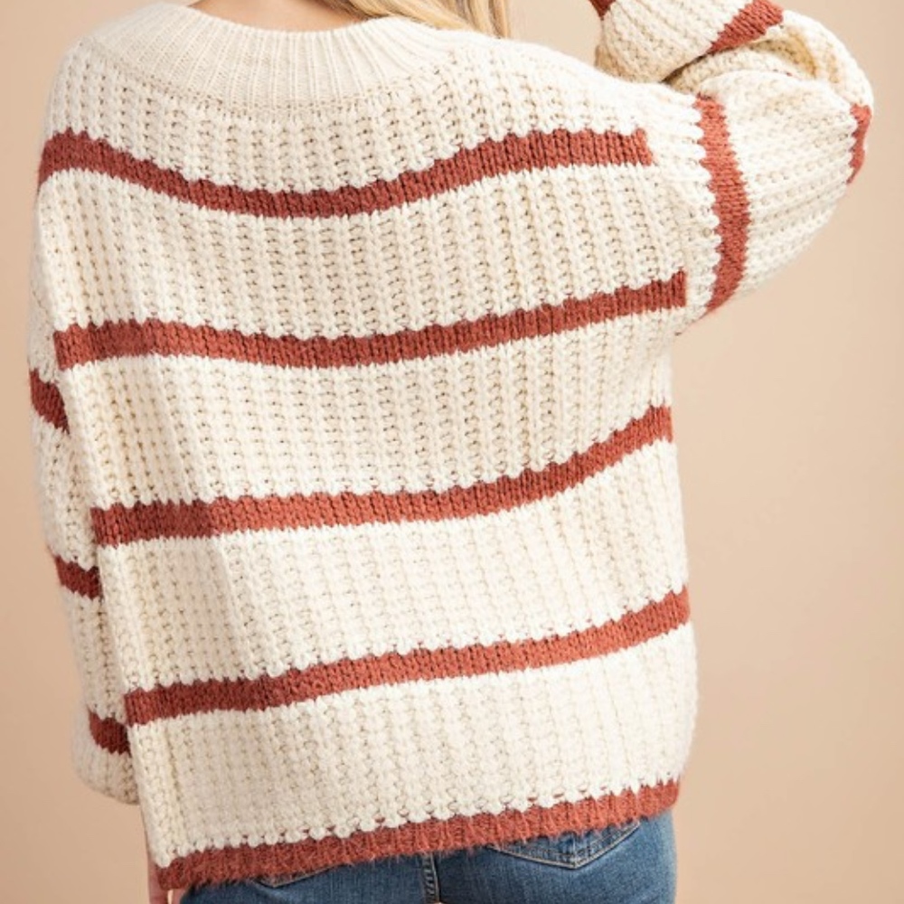 NWT Fuzzy Chunky Striped Sweater - Picture 5 of 5
